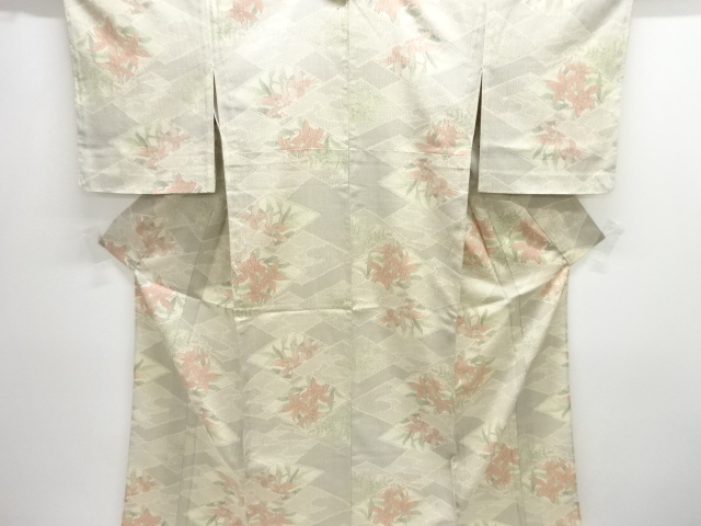 JAPANESE KIMONO / ANTIQUE HITOE KIMONO / SILK / SHIOZAWA / WOVEN SHIKISHI & ORCHID